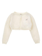 Cardigan crop per neonata Monnalisa bianco con scollo rotondo - Rubino Kids