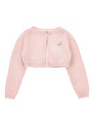 Cardigan crop per neonata Monnalisa rosa con scollo rotondo - Rubino Kids