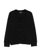 Cardigan Emporio Armani Kids nero con scollo a V - Rubino Kids