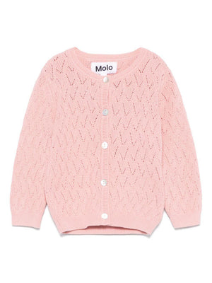 Cardigan Gilli per neonata Molo rosa con logo