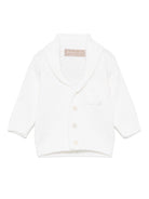 Cardigan in cashmere per neonato La Stupenderia bianco con chiusura frontale con bottoni revers - Rubino Kids