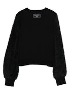 Cardigan per bambina Balmain Kids nero con bottoni color oro - Rubino Kids