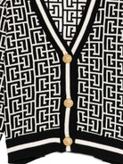 Cardigan per bambina Balmain Kids nero con motivo geometrico - Rubino Kids