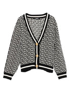 Cardigan per bambina Balmain Kids nero con motivo geometrico - Rubino Kids