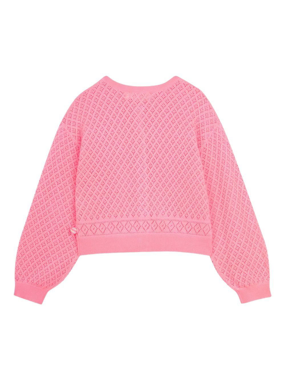 Cardigan per bambina Billieblush rosa con texture traforata - Rubino Kids