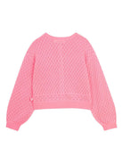 Cardigan per bambina Billieblush rosa con texture traforata - Rubino Kids