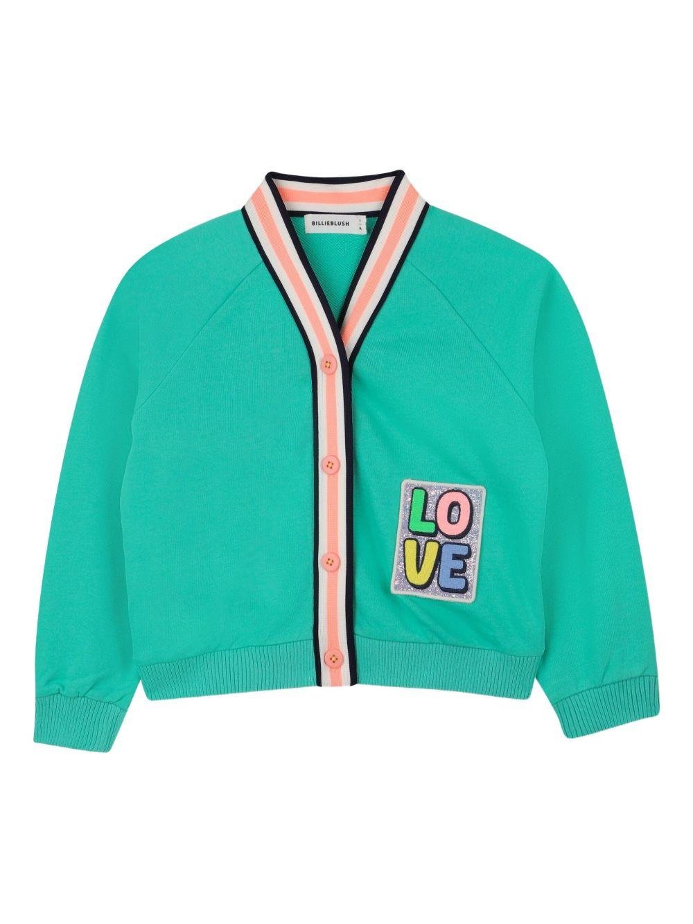 Cardigan per bambina Billieblush verde con applicazione - Rubino Kids