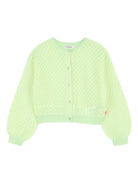 Cardigan per bambina Billieblush verde con texture traforata - Rubino Kids