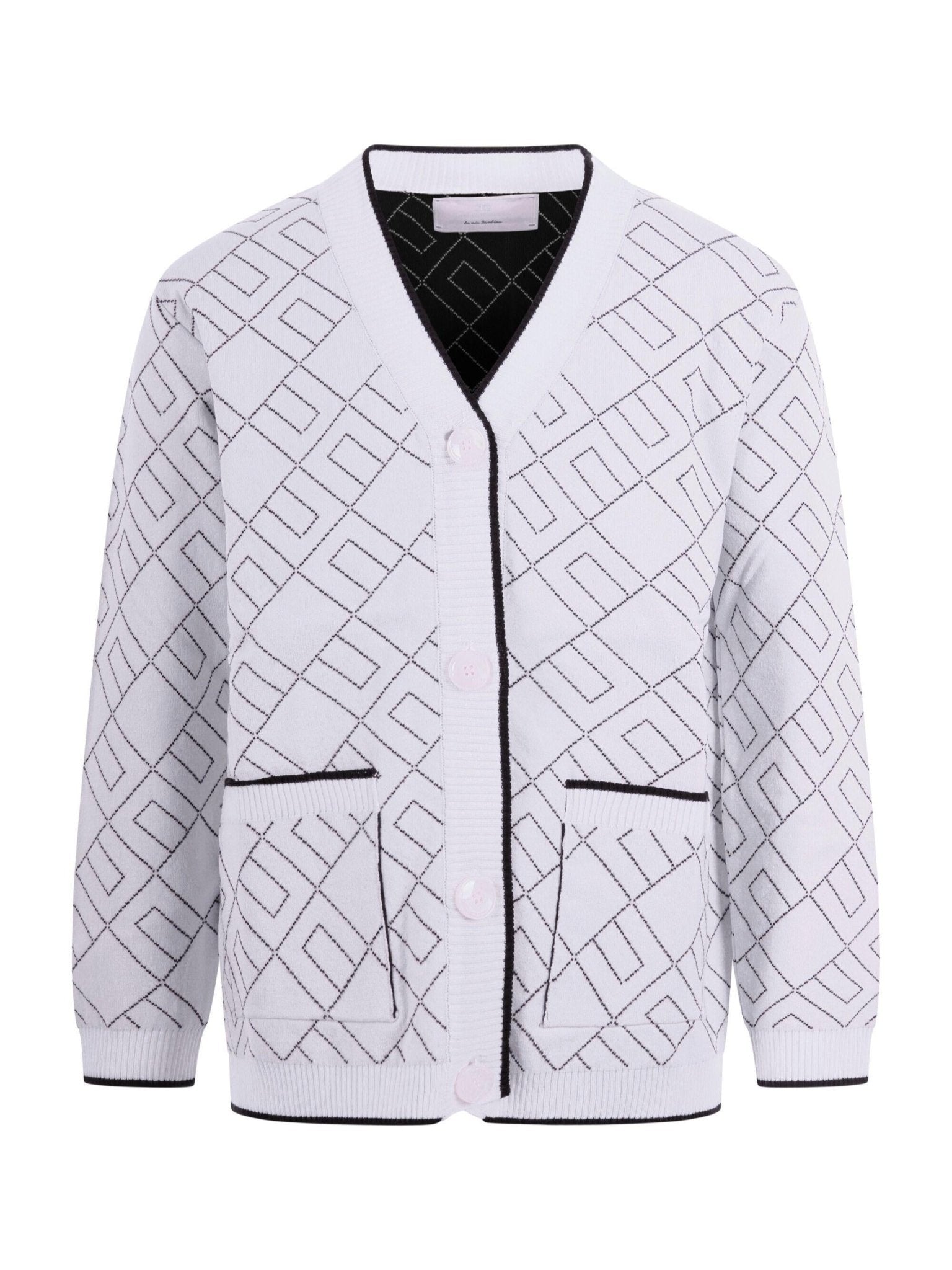 Cardigan per bambina Elisabetta Franchi La Mia Bambina bianco con motivo logo all - over - Rubino Kids