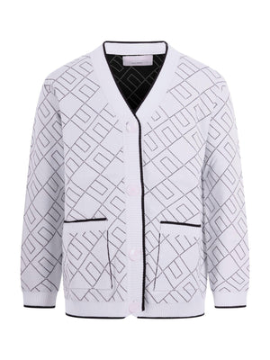Cardigan per bambina Elisabetta Franchi La Mia Bambina bianco con motivo logo all-over