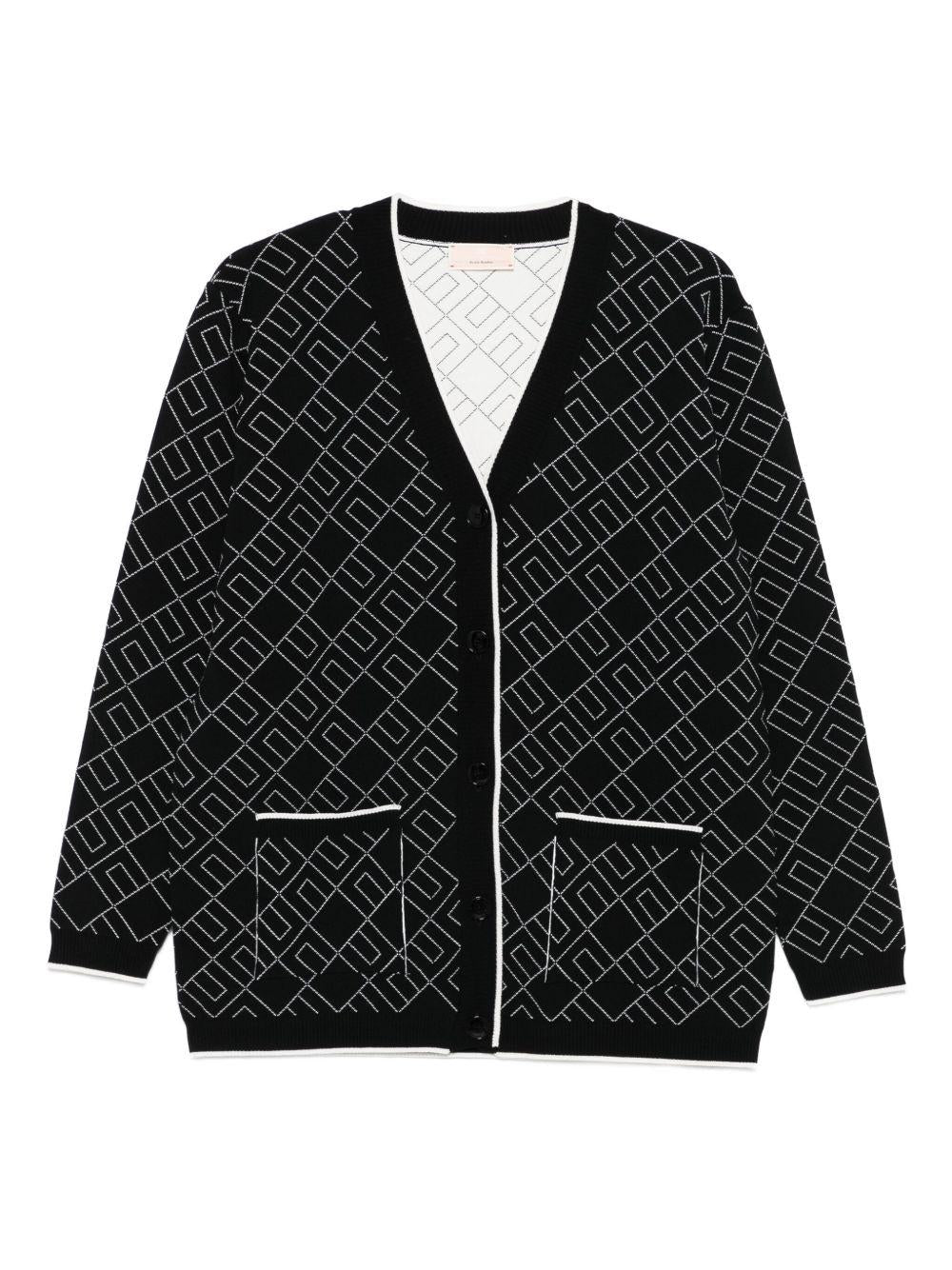 Cardigan per bambina Elisabetta Franchi La Mia Bambina nero con motivo logo all - over - Rubino Kids