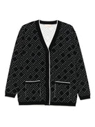 Cardigan per bambina Elisabetta Franchi La Mia Bambina nero con motivo logo all - over - Rubino Kids
