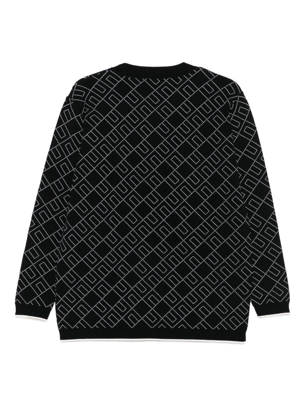 Cardigan per bambina Elisabetta Franchi La Mia Bambina nero con motivo logo all - over - Rubino Kids