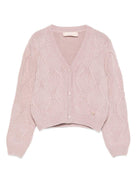 Cardigan per bambina Elisabetta Franchi La Mia Bambina rosa con motivo a rombi - Rubino Kids