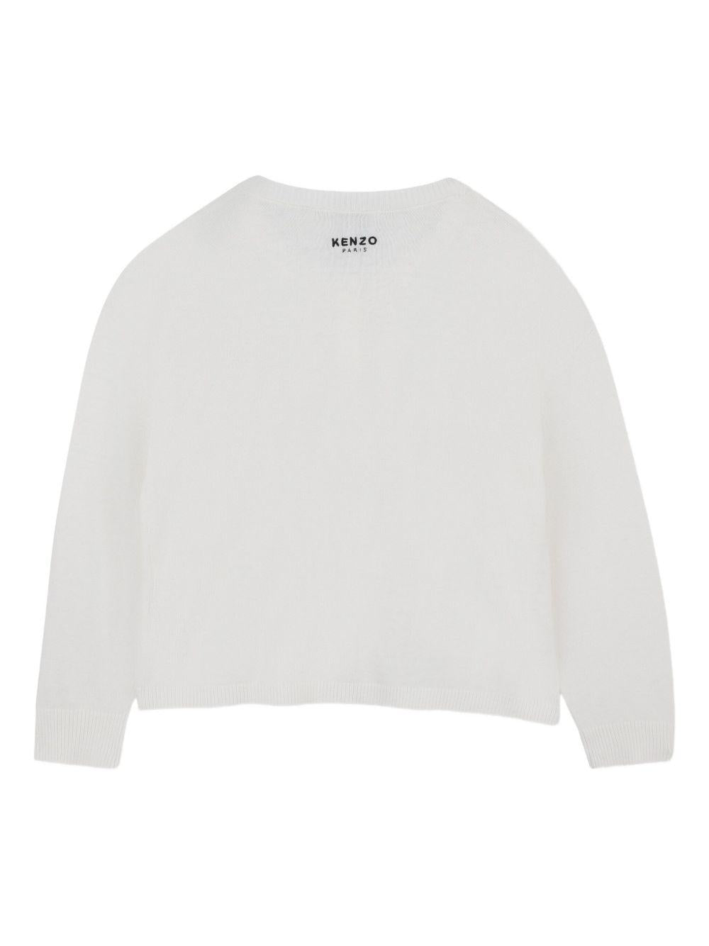 Cardigan per bambina Kenzo Kids bianco con ricamo Boke Flower - Rubino Kids