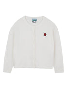 Cardigan per bambina Kenzo Kids bianco con ricamo Boke Flower - Rubino Kids