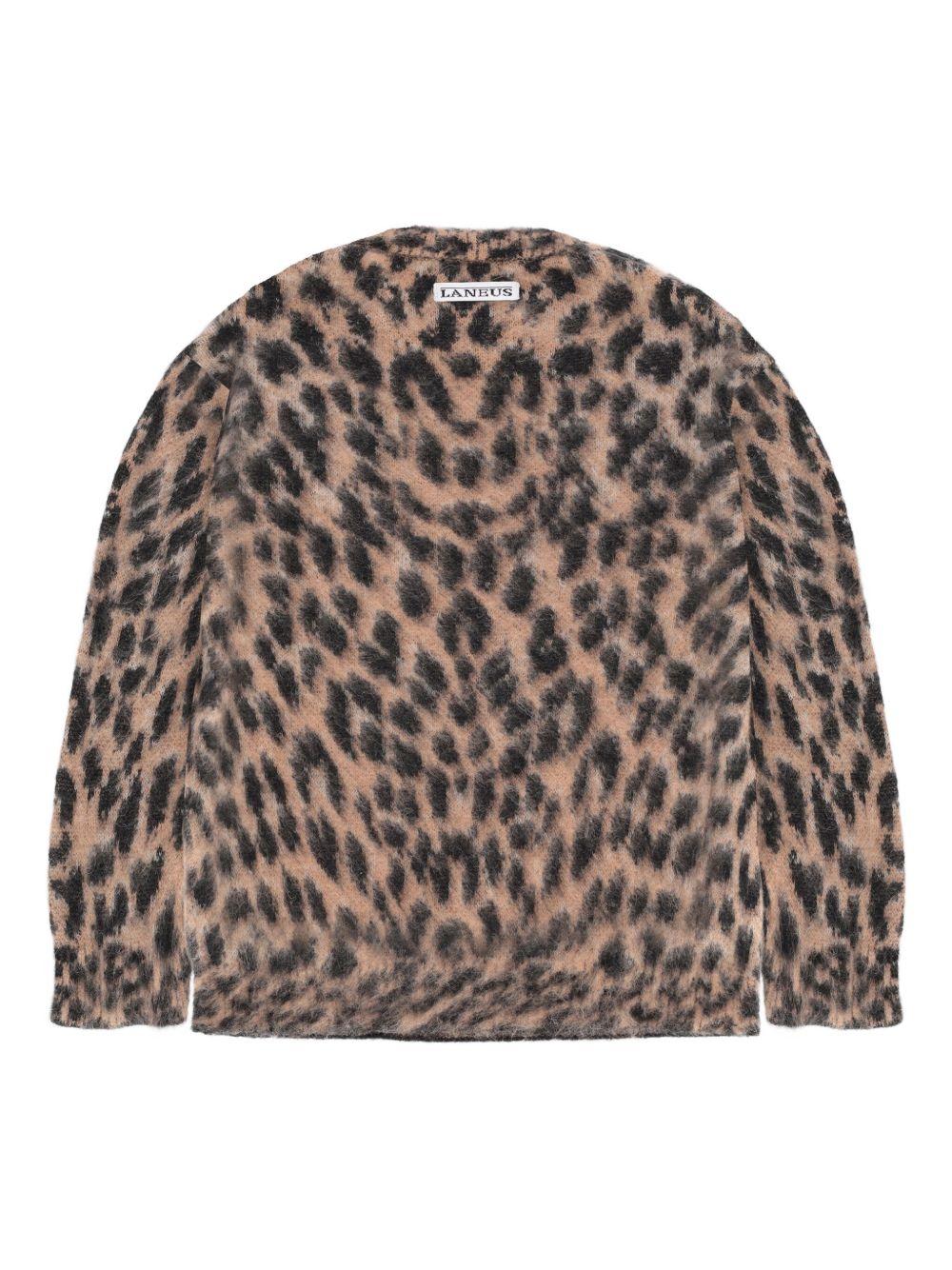 Cardigan per bambina Laneus animalier con scollo a V - Rubino Kids