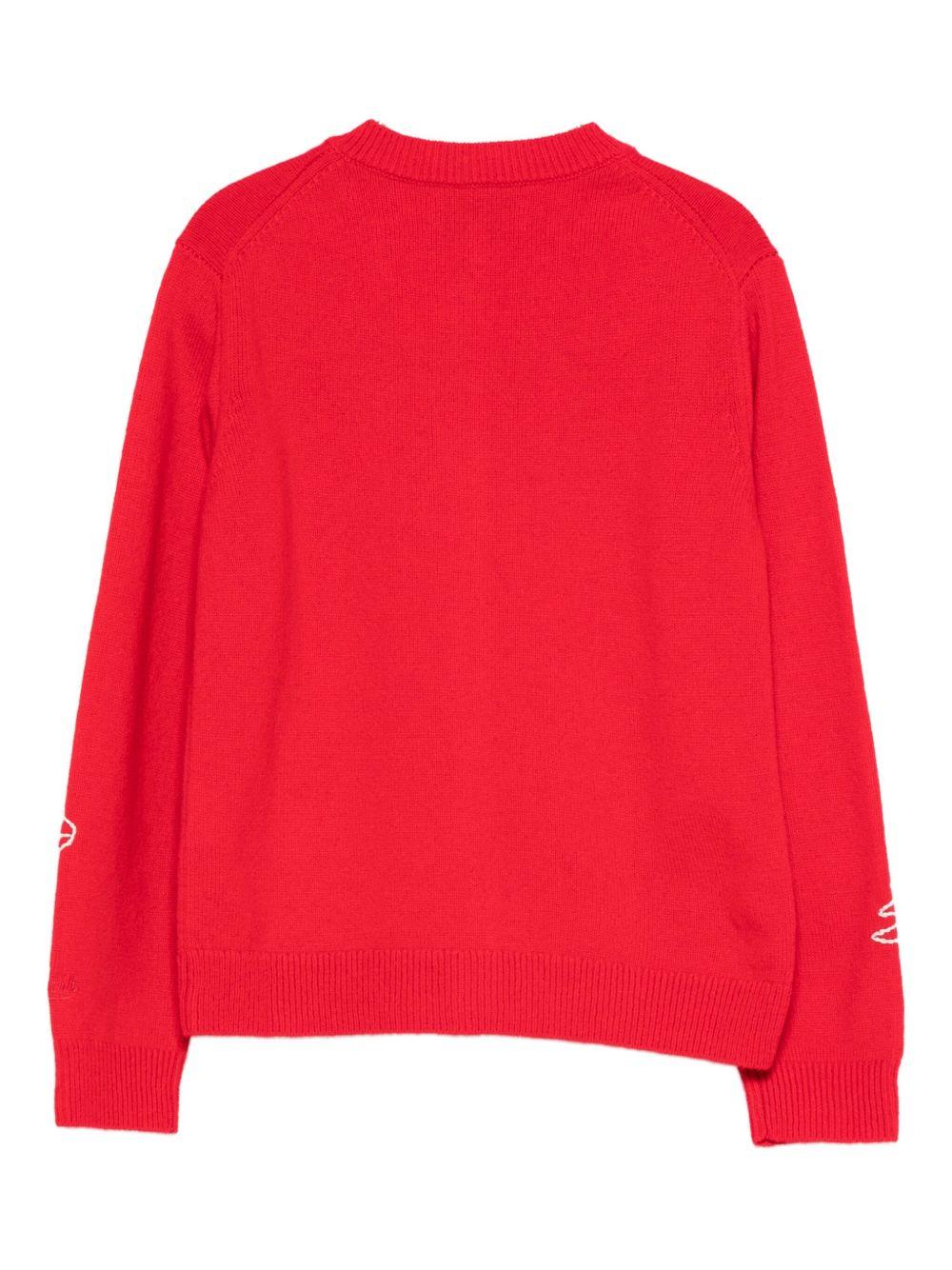 Cardigan per bambina MC2 Saint Barth Kids rosso con ricami natalizi - Rubino Kids