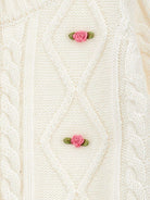 Cardigan per bambina Monnalisa bianco con motivo intrecciato - Rubino Kids