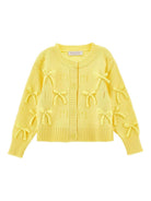 Cardigan per bambina Monnalisa giallo con dettagli fiocchi - Rubino Kids