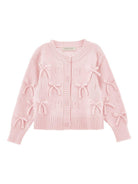 Cardigan per bambina Monnalisa rosa con dettaglio fiocchi - Rubino Kids