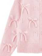 Cardigan per bambina Monnalisa rosa con dettaglio fiocchi - Rubino Kids