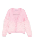 Cardigan per bambina Monnalisa rosa con rifiniture in pelliccia - Rubino Kids