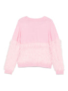 Cardigan per bambina Monnalisa rosa con rifiniture in pelliccia - Rubino Kids