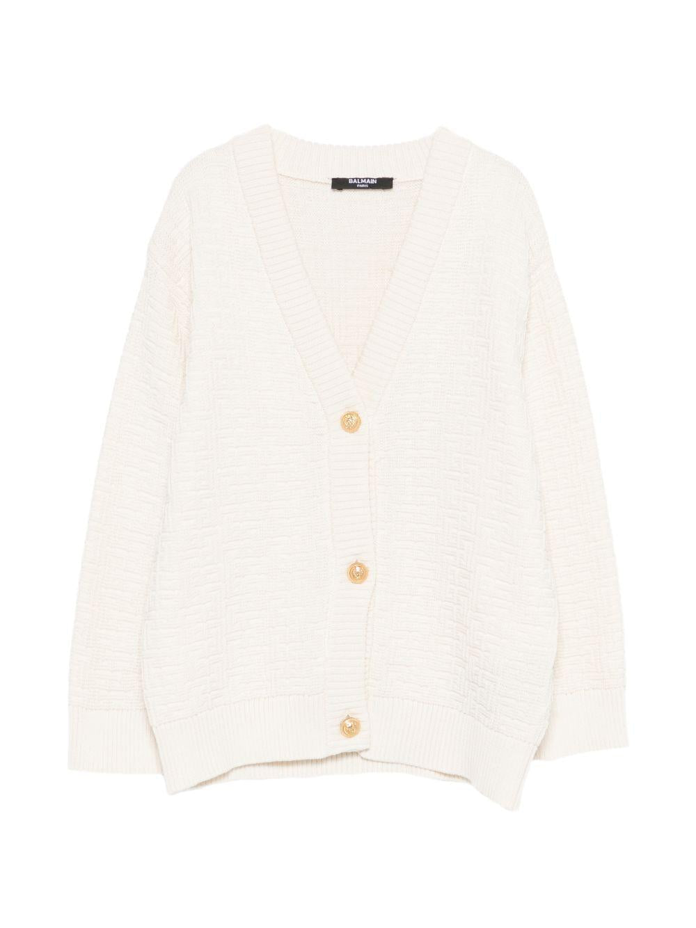 Cardigan per bambino Balmain Kids bianco con bottoni color oro - Rubino Kids