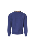 Cardigan per bambino Burberry Kids blu con bordo a quadri - Rubino Kids