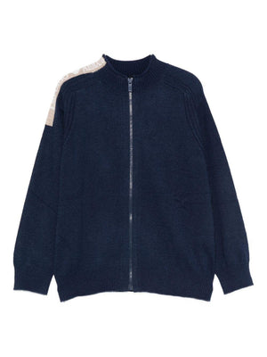 Emporio Armani Kids navy blue cardigan for boys with shoulder applique