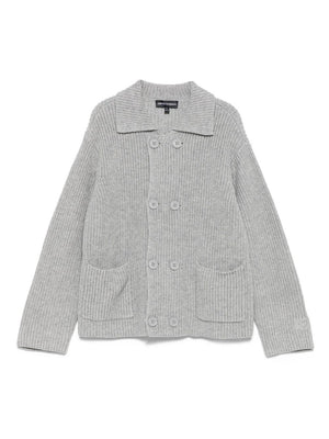 Emporio Armani Kids grey cardigan with patch pockets for boys