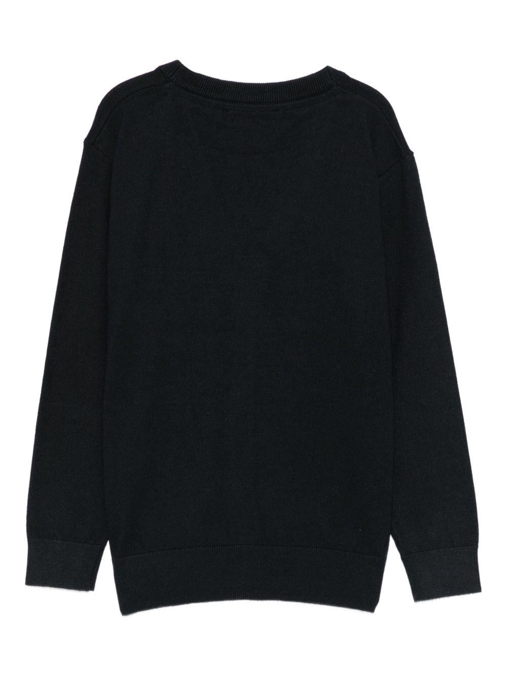 Cardigan per bambino John Richmond Junior blu con logo a intarsio - Rubino Kids