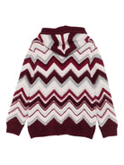 Cardigan per bambino Missoni Kids rosso con motivo a zigzag - Rubino Kids