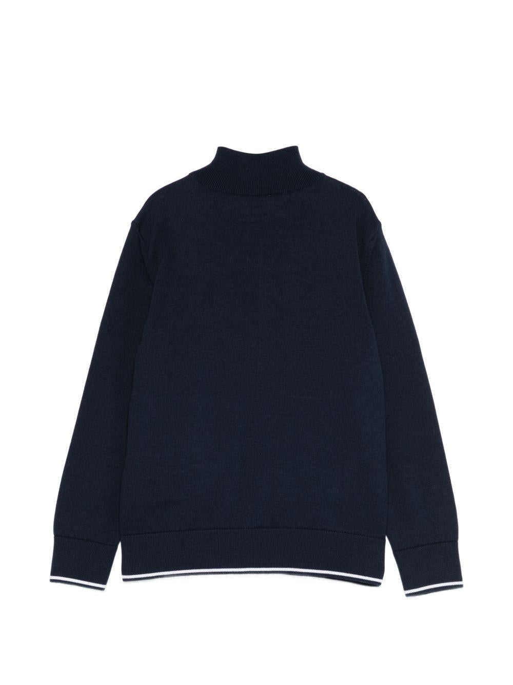 Cardigan per bambino Paul & Shark Kids blu con chiusura con zip sul davanti - Rubino Kids