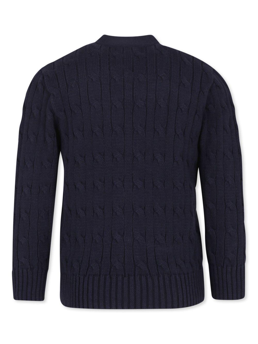 Cardigan per bambino Polo Ralph Lauren Kids blu con maglia intrecciata - Rubino Kids