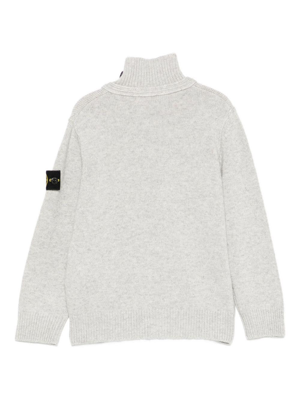 Cardigan per bambino Stone Island Junior grigia a collo alto con bottoni - Rubino Kids