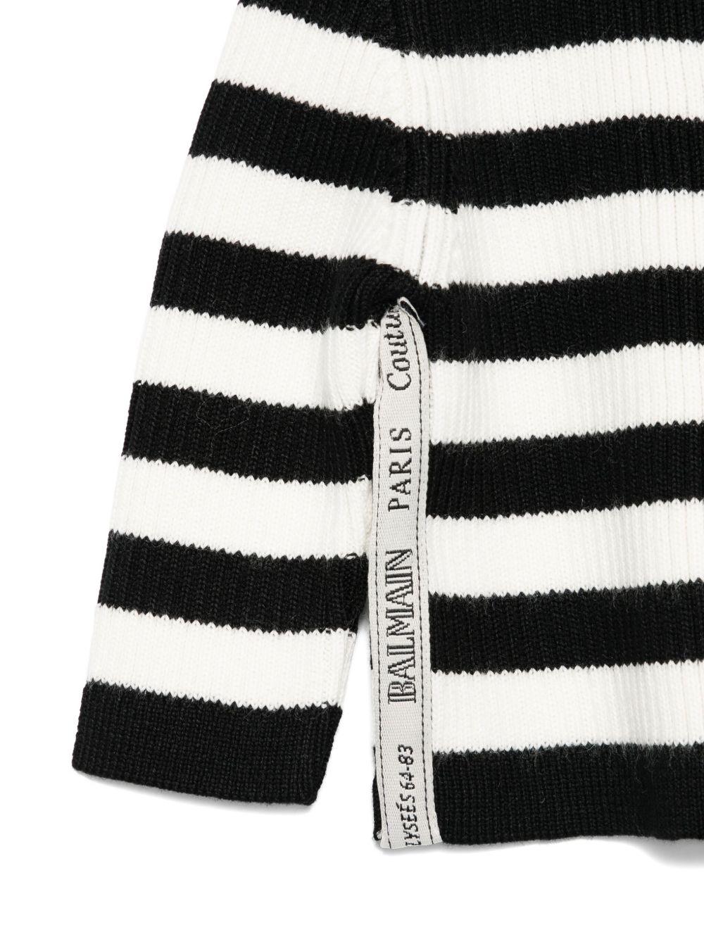 Cardigan per neonata Balmain Kids nero con dettagli a righe - Rubino Kids