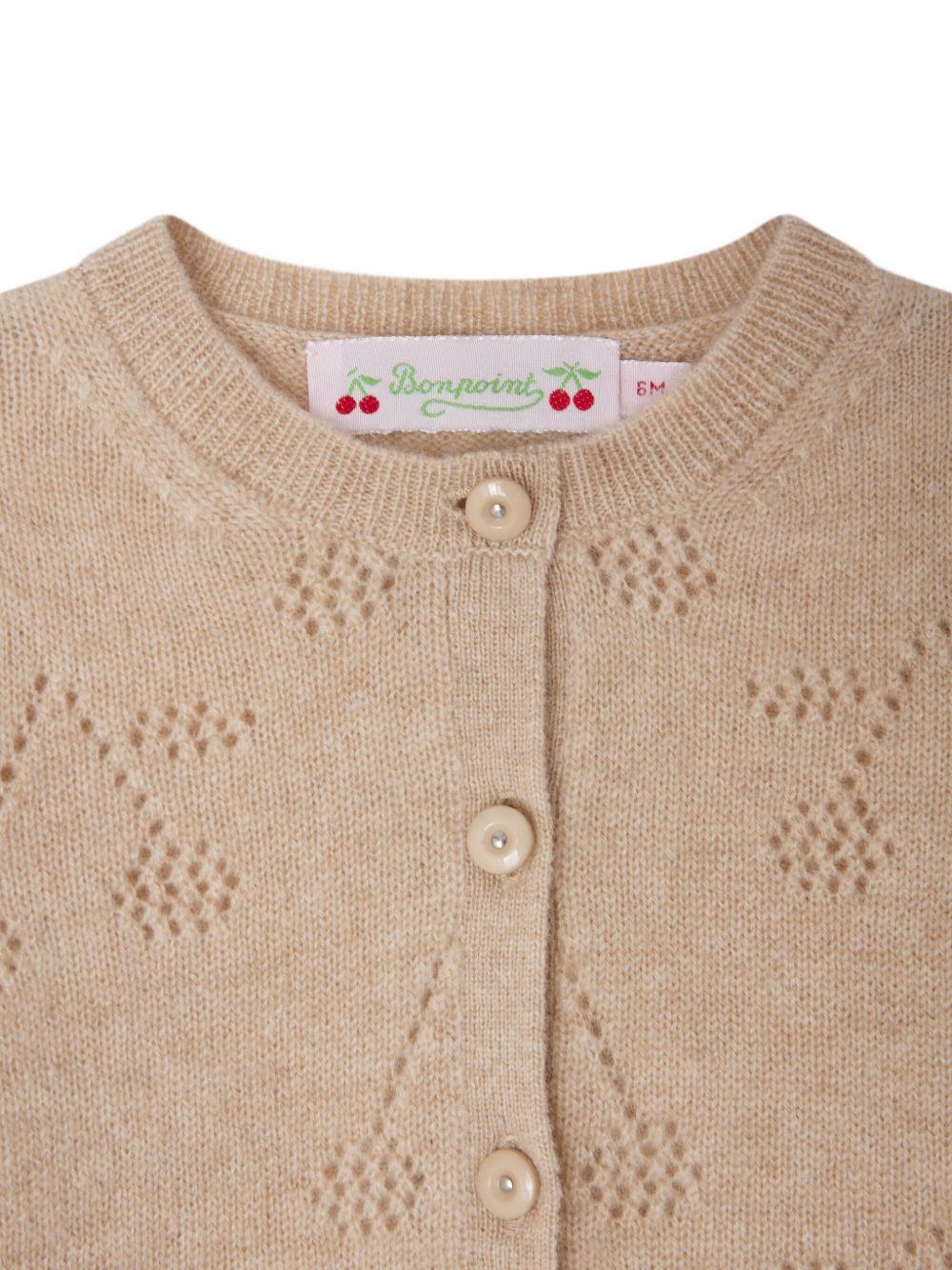 Cardigan per neonata Bonpoint beige con bottoni e motivo a ciliege - Rubino Kids