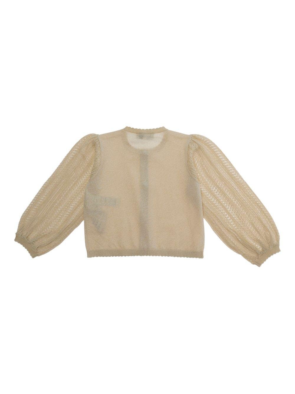 Cardigan per neonata Emporio Armani Kids beige con trama lavorata a maglia - Rubino Kids