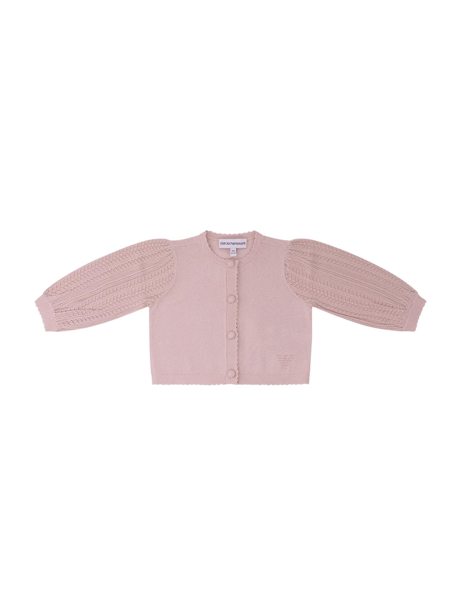 Cardigan per neonata Emporio Armani Kids rosa con trama lavorata a maglia - Rubino Kids