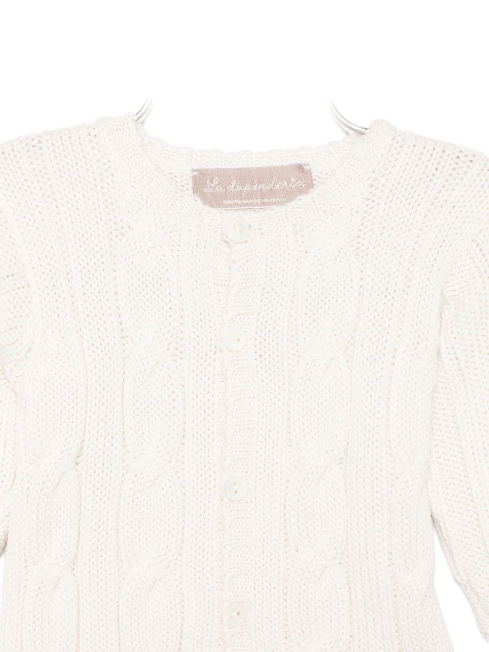 Cardigan per neonata La Stupenderia bianco con maglia a trecce - Rubino Kids