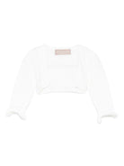 Cardigan per neonata La Stupenderia bianco con maniche a balze - Rubino Kids