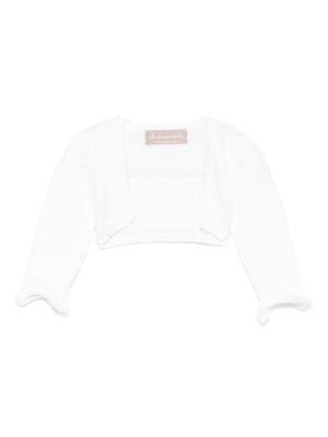 Cardigan per neonata La Stupenderia bianco con maniche a balze