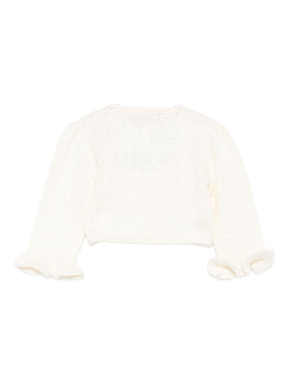 Cardigan per neonata La Stupenderia bianco con polsini arricciati - Rubino Kids