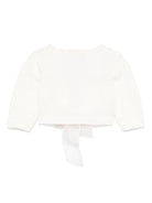 Cardigan per neonata La Stupenderia bianco in cotone con orlo e polsini a coste - Rubino Kids