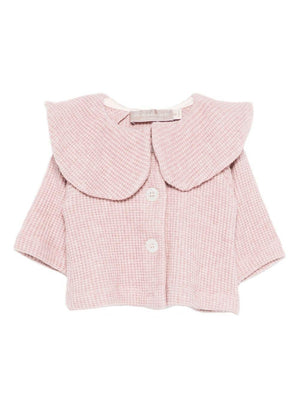 Cardigan per neonata La Stupenderia rosa con colletto arricciato