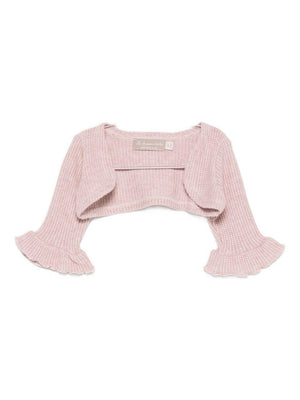 La Stupenderia baby girl's pink cardigan with ruffled details