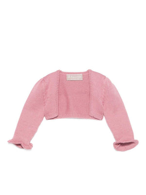 Cardigan per neonata La Stupenderia rosa con polsini arricciati