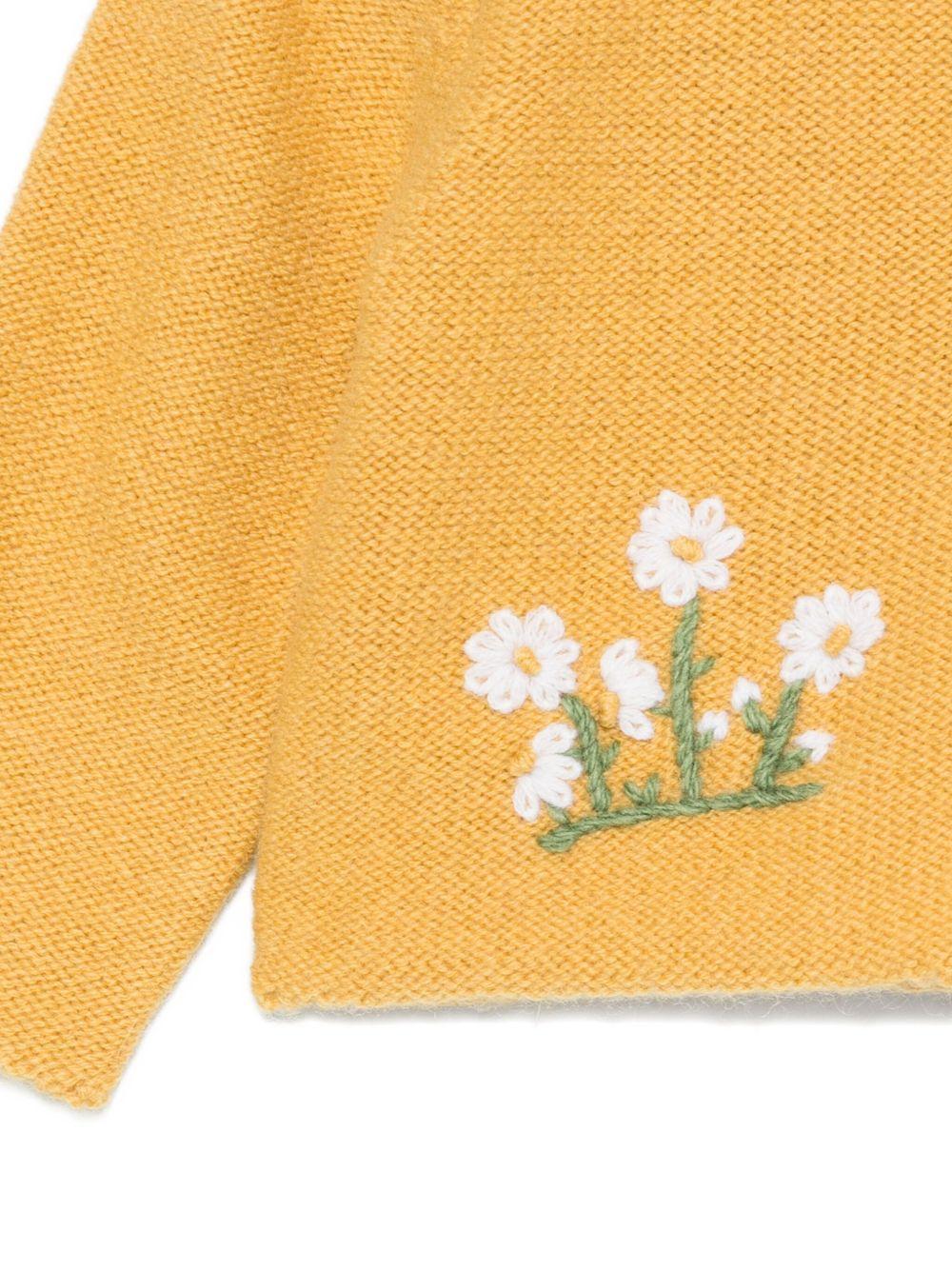 Cardigan per neonata Mariella Ferrari giallo con ricamo a fiori - Rubino Kids